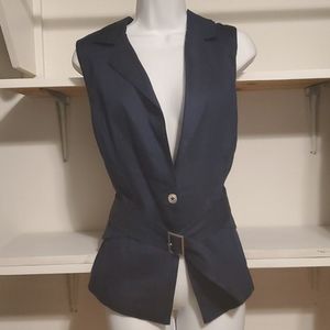 Navy blue WHBM linen belted vest